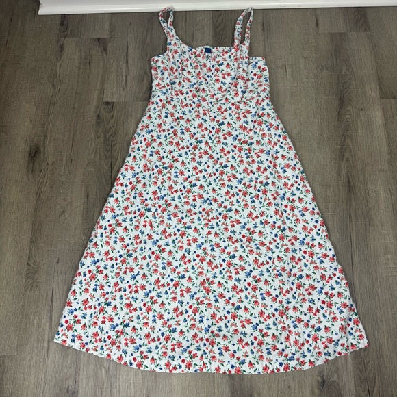 Old Navy Dresses & Skirts - Old Navy Linen Blend Floral Midi Sundress Large Cottagecore Smocked Romantic